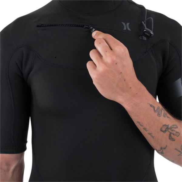 2025 Hurley Mens Air 2/2mm Chest Zip Short Sleeve Wetsuit MFS0013212 - Black
